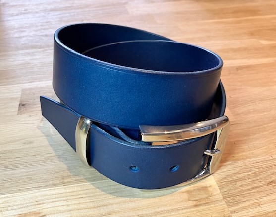 ceinture cuir bleu artisanale