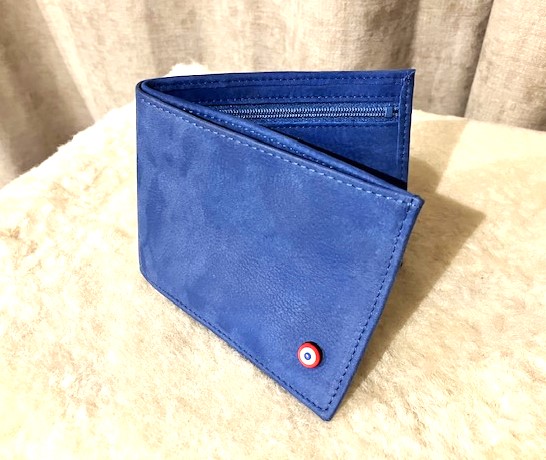 portefeuille cuir nubuck bleu a l italienne